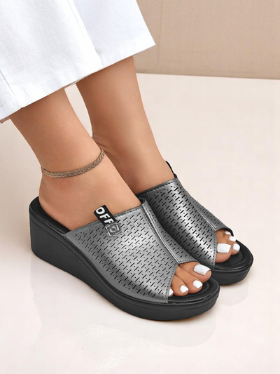 Royalfashion Klapki pou fanm sou talon Luna Wedge