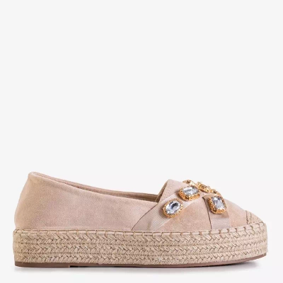 OUTLET Espadrile de dama bej cu cristale Erilla - Incaltaminte
