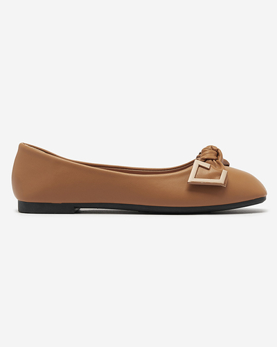 Balerini de damă de culoare camel cu decor pe nas Caxien- Footwear