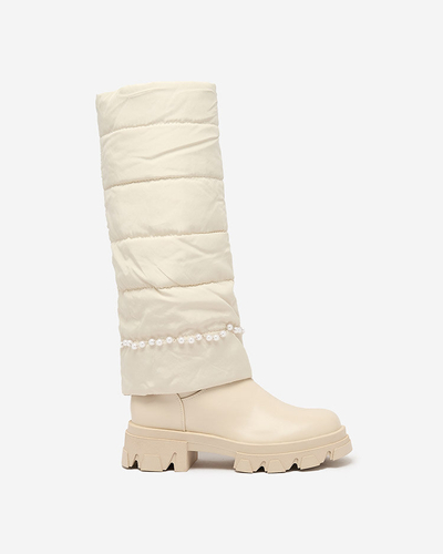 Royalfashion Cizme Ameroe de damă de culoare crem