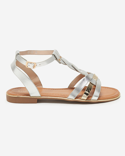 OUTLET Sandale plate dama argintiu-aurie Fatop- Incaltaminte