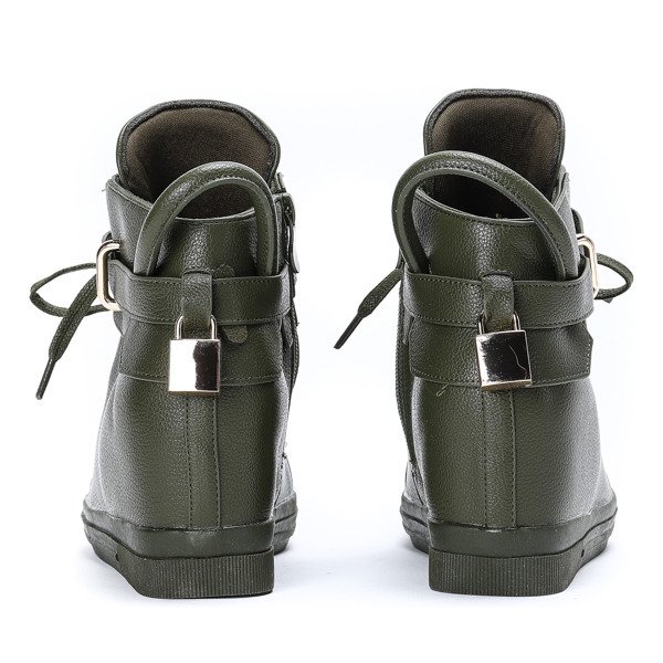 Zielone sneakersy na krytym koturnie Sinnea - Obuwie