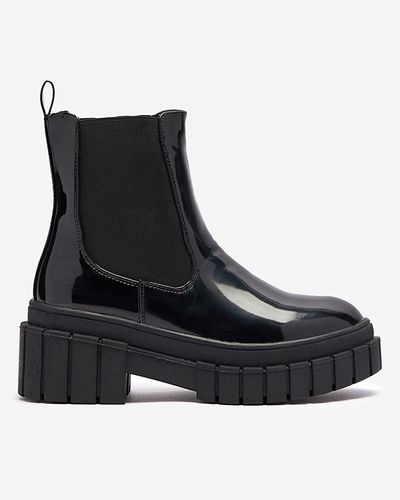 Cizme negre de damă din piele întoarsă cu talpă mai groasă Fazzati- Footwear