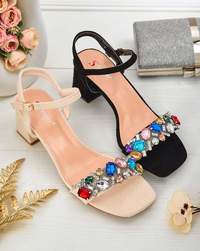 Royalfashion Sandale de damă pe postament cu cristale Osdar