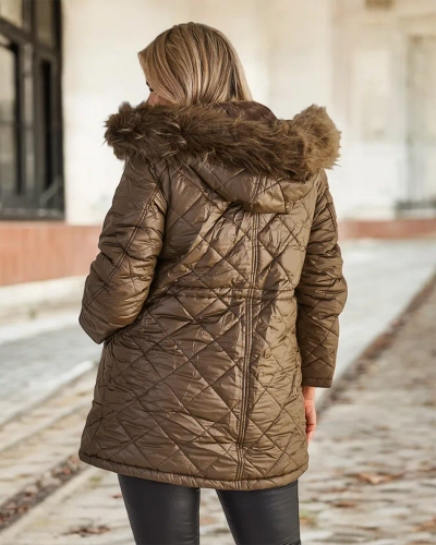 Royalfashion Jachetă matlasată pentru femei, verde închis