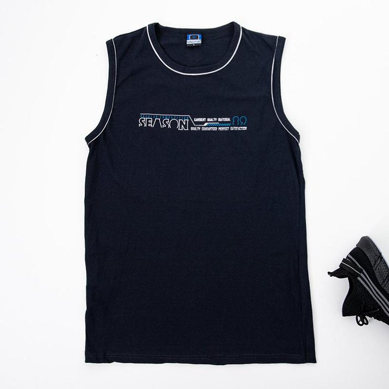 Tricou bărbătesc din bumbac fără mâneci pentru bărbați albastru - Îmbrăcăminte