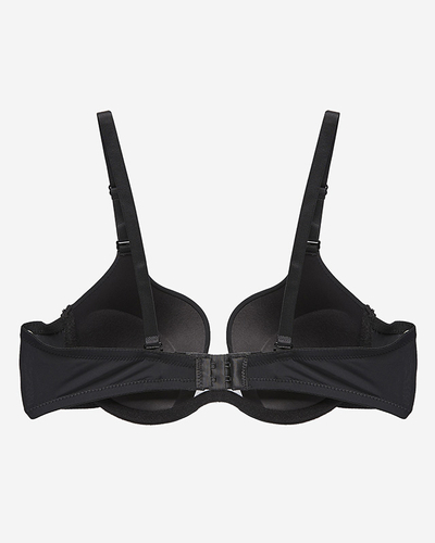 Sutien push up negru neted pentru femei - Lenjerie