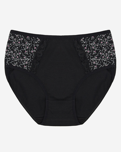 Chiloți negri cu imprimeu. PLUS SIZE- Lenjerie intimă