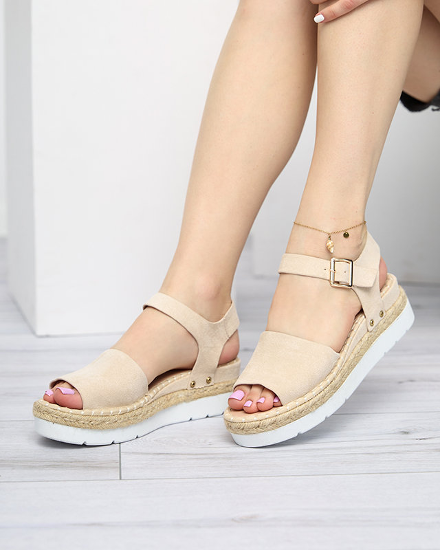 OUTLET Sandale de damă bej pe pană Setovia - Încălțăminte