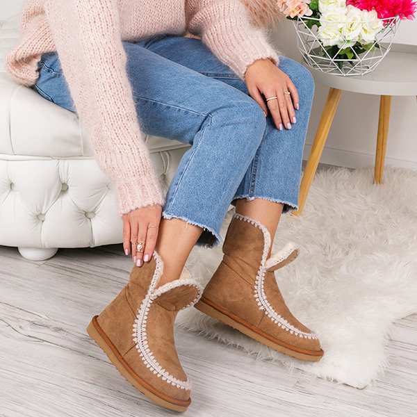 Śniegowce Emeraude w kolorze camel- Obuwie