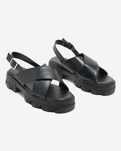 Sandale de dama negre pe talpa groasa Denidas - Pantofi