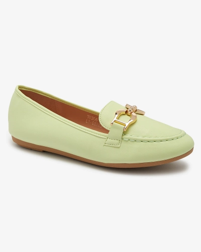 Mocasini de damă din piele ecologică verde cu ornament Wiwet-Footwear