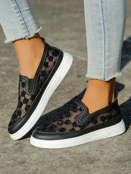 Royalfashion Mocasini cu plasă pentru femei cu flori Emzos