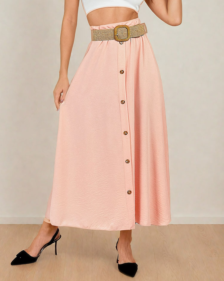 Royalfashion Fustă midi de damă cu curea