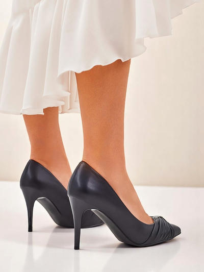 Royalfashion Pantofi cu toc pentru femei din piele ecologică Venetia Nera