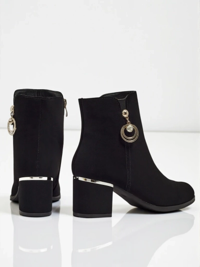 Botine damă eco piele cu toc gros Norevaya