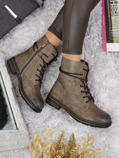 Botine Dama Flora Verzi Piele Elegante de Toamnă