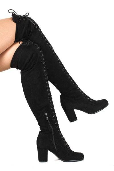 OUTLET Cizme lungi negre - Pantofi