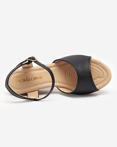 Sandale cu pană Bofalli de damă negre - Încălțăminte