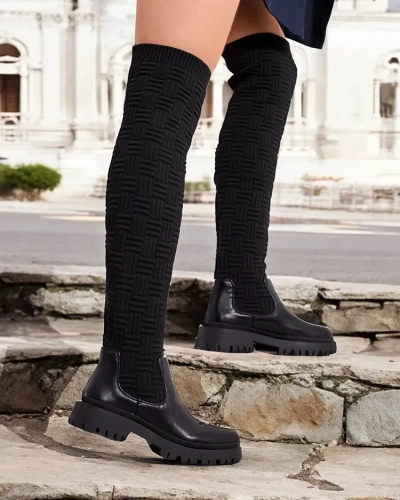 Royalfashion Cizme peste genunchi glisante pentru femei Aruni