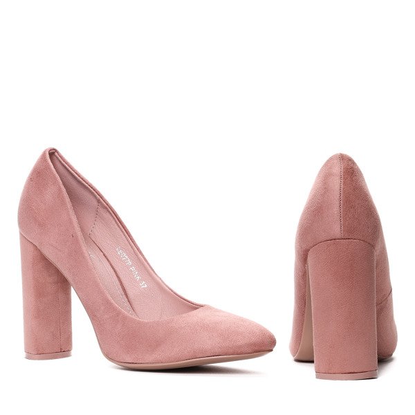 Różowe, klasyczne czółenka na słupku Anntonia- Obuwie