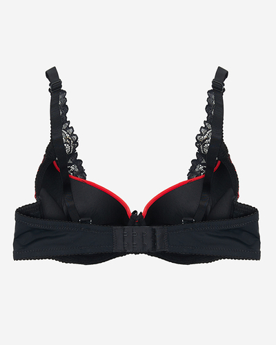 Sutien roșu de damă cu dantelă neagră - Lenjerie intimă