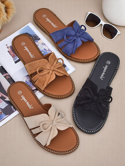 Royalfashion Sandale plate pentru femei cu fundă Gerber