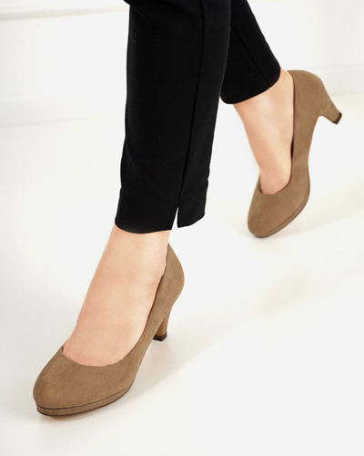 OUTLET Pompi stiletto dama Troerqa kaki - Pantofi