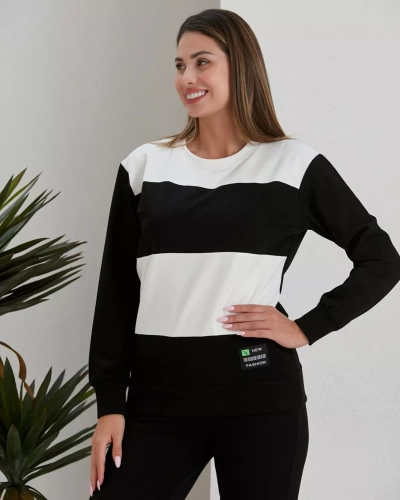 Royalfashion Set de hanorac negru cu dungi pentru femei