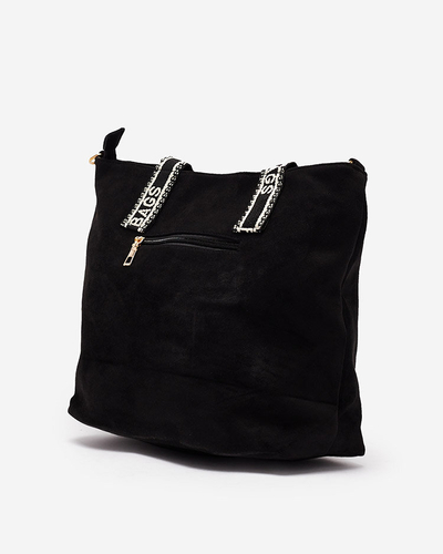 Royalfashion Geantă de mână neagră pentru femei din piele ecologică