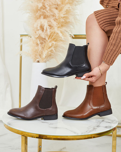 Royalfashion Cizme negre pentru femei a'la sztyblety cu ornamente Ederte