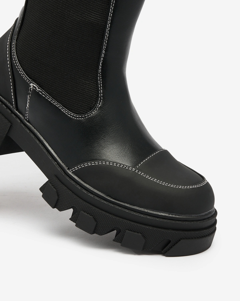 Royalfashion Cizme de damă la jumătatea gambei, negre Blyss