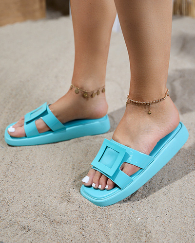 OUTLET Papuci dama menta cu decor Zegor - Incaltaminte