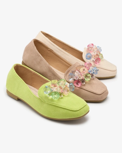 Mocasini verzi din piele ecologică de piele de căprioară pentru femei Gepossa- Footwear