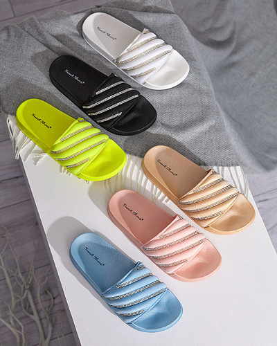 OUTLET Papuci de dama bej cu zirconiu cubic Erikis - Incaltaminte