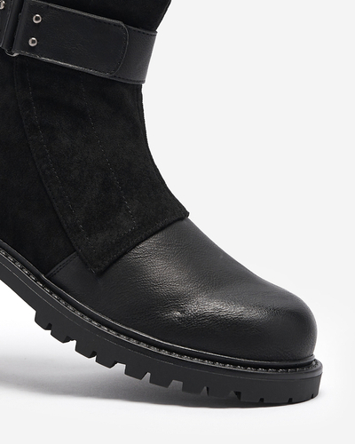 Cizme negre fără toc cu toc plat pentru femei Wetefa - Încălțăminte