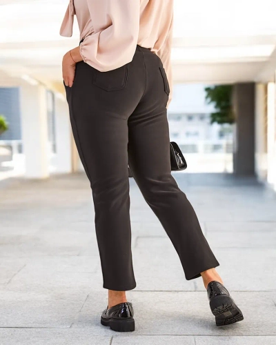 Pantaloni treggings pentru femei de mărime mare Royalfashion, căptușiți cu polar