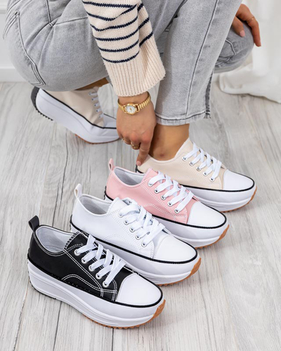 Pantofi sport dama roz deschis a'la tenisi Tenemika din piele ecologica - Incaltaminte