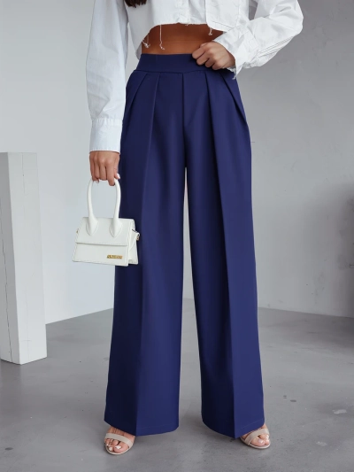 Pantaloni largi pentru femei Royalfashion cu plisă