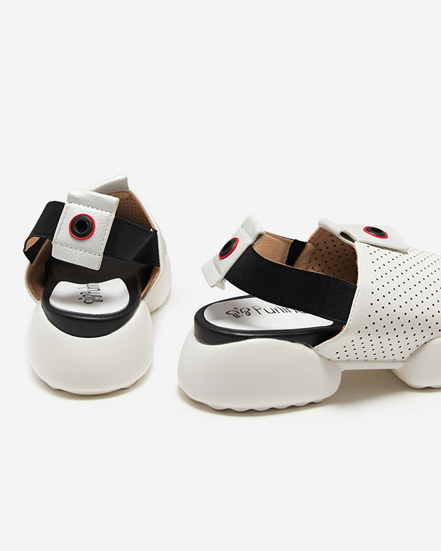 Sandale de dama din piele ecologica alb Pueshi - Incaltaminte