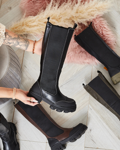 Royalfashion Cizme de damă la jumătatea gambei, negre Blyss