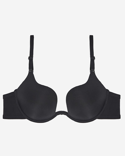 Sutien push up negru neted pentru femei - Lenjerie