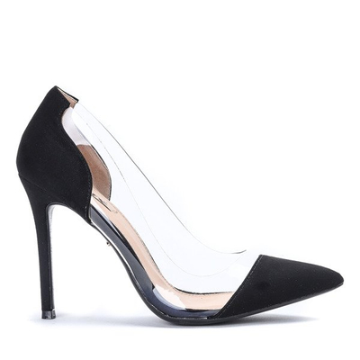 Czarne czółenka na szpilce z przezroczystą wstawką Aurelia - Obuwie