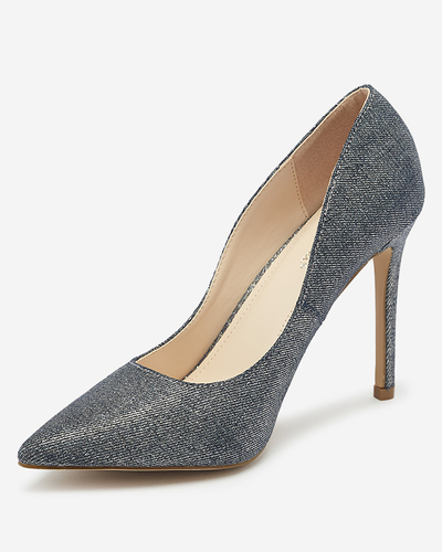 Pantofi stiletto de damă holografici grafit Soddo- Footwear