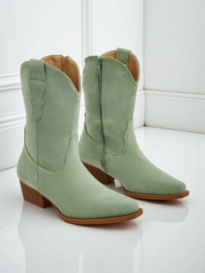 Botine cowboy de damă din piele ecologică întoarsă SpireHush