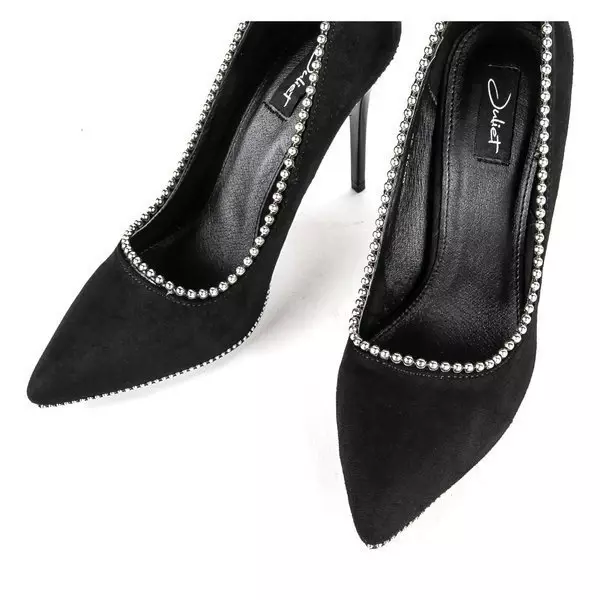 OUTLET Pompi negri pe toc stiletto Rosalicia - Pantofi