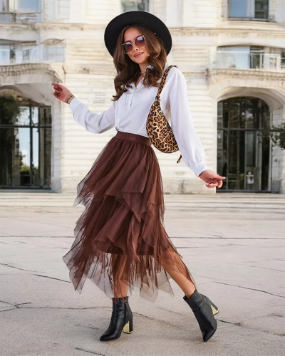 Fustă midi cu două straturi pentru femei de la Royalfashion