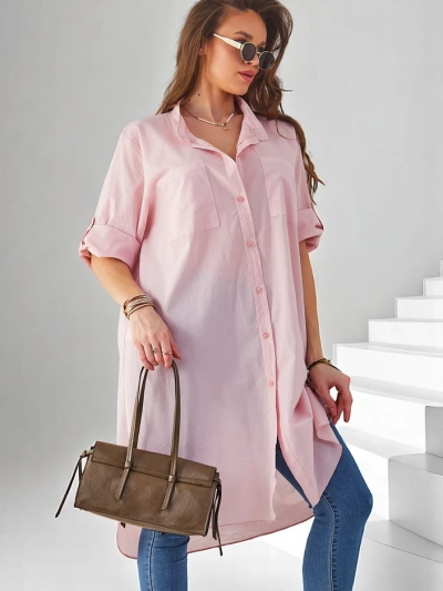 Royalfashion Cămiză lungă oversized din bumbac pentru femei