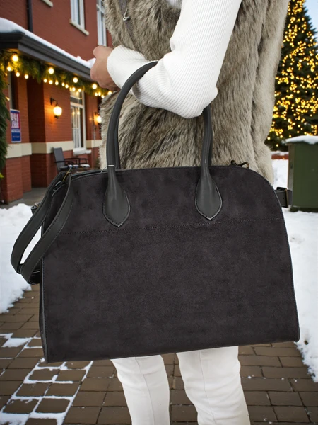 Geantă de damă shopper din piele ecologică tip piele întoarsă Dorelle