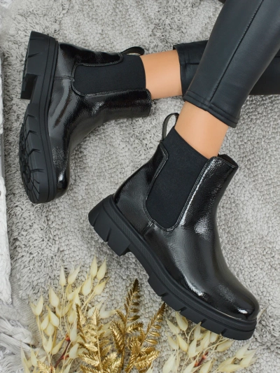 Botine din piele ecologică lăcuită Oryss